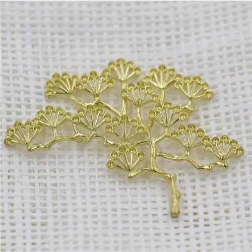 50pcs High Quality Brass Metal Casted Pine Tree Leaf Branch Stamping Decoration Hand Crafts DIY Findings Jewelry Accessories