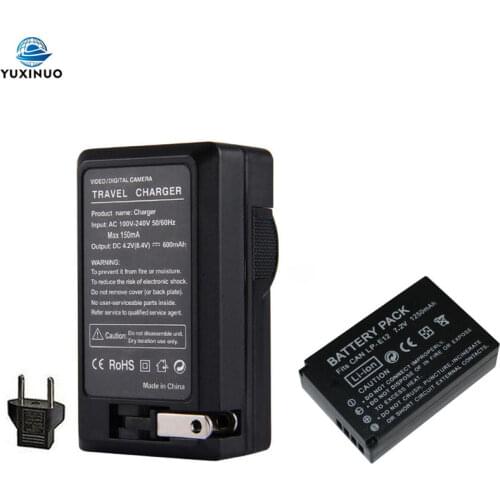 7.2V 1250mAh LP-E12 LPE12 Battery + AC Charger For Canon SX70 HS, Rebel SL1, EOS-M, EOS M2, EOS M10, EOS M50, EOS M100, EOS M200