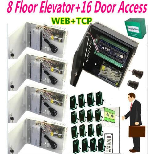 8 Floors Elevator/Lift Controller+16 Doors Access Controller system, Hotel+Office Access control solution Web+IP interface kit