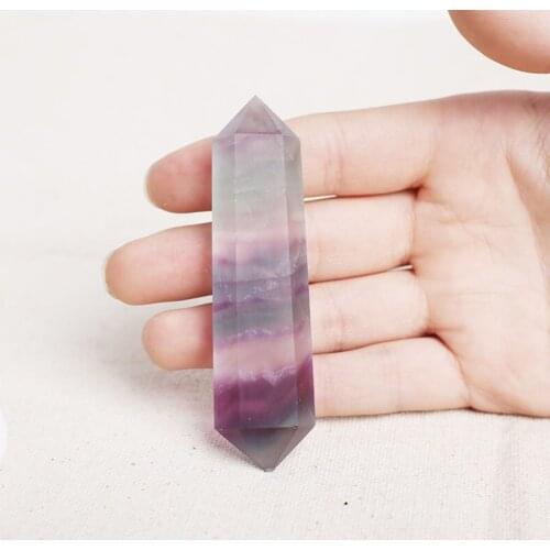 8cm-9cm Natural Fluorite Quartz Crystal Wand Point Healing