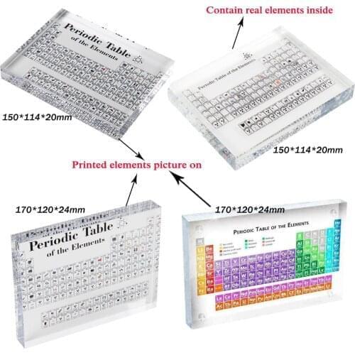 Acrylic Periodic Table Display without/With Real Elements Kids Teaching School Day Birthday Gifts Chemical Element Display Home