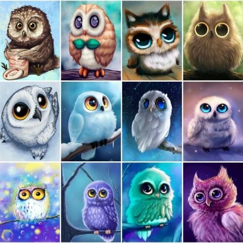 AZQSD 5D Diamond Embroidery Owl Mosaic Handmade Diamond Art Painting Animal Cross Stitch Rhinestones Home Decoration Gift