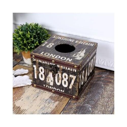 Free shipping American and British style Square wood tissue box