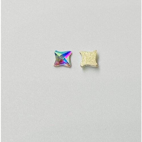 Free Shipping Nail Art Rhinestones Decorations Crystal AB Color 6mm Dart Shape Flat Back Non Hot Fix Glue On Stones