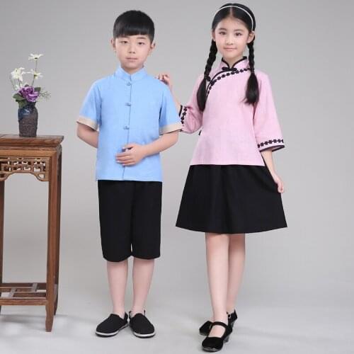 Child Chinese Traditional Costume for Show Girl Ancient Hanfu Clothing Kids Tang Dynasty Student Wear for Performance Clothes 89