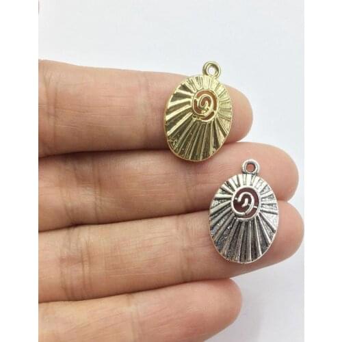 Eruifa 20pcs 14*17mm Coin gold/Silver plated Zinc alloy Charms Pendant Jewelry DIY Necklace 2 colors