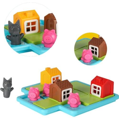 Toyfond Child Hide and Seek Strategy Game Toy Three Lil Pigs and wolf 48 Challenges with Solution Logical Thinking Training Toy