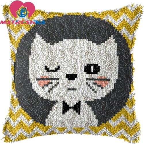 Cat cross-stitch pillow latch hook kit embroidery carpet do it yourself latch hook embroidery pillow carpet embroidery cushions