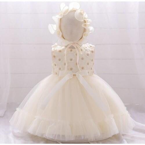 Baby Baptism Dress Champagne New Born Baby Girls Infant Dress Vestidos Ballgown Christening Dress For Baby Girl 6M-5 Yrs