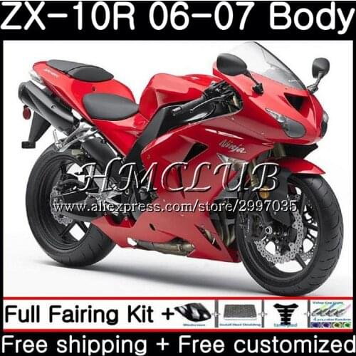 Bodywork For KAWASAKI NINJA glossy red ZX1000C ZX-10R 2006 2007 61HC.14 ZX1000 C ZX 10 R ZX 10R 06 07 ZX10R 06 07 Fairing kit
