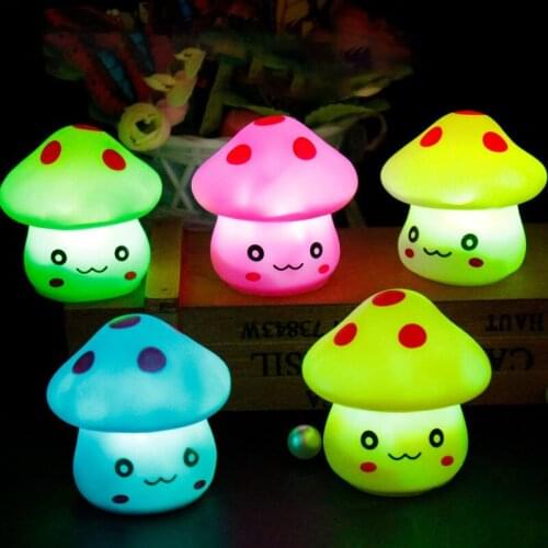 Cute LED Mushroom Lamp Party Lights Mini Soft Baby Child Sleeping Nightlight Novelty Luminous Toy Gift Lights for Bedroom