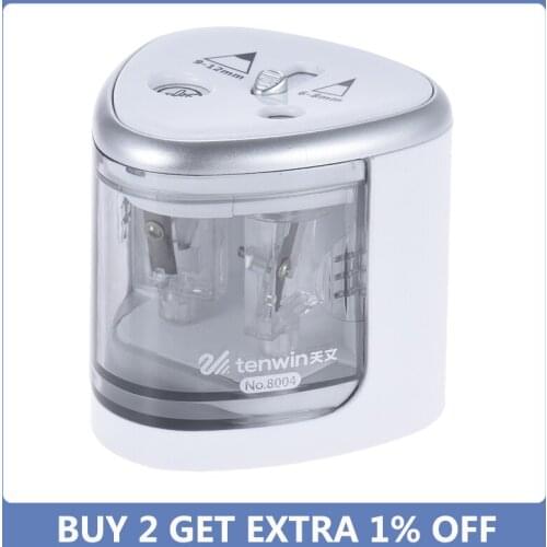 Multi-functional Automatic Electric Pencil Sharpener Battery Operated with 2 Holes from 6 -12mm Simple design for School Student