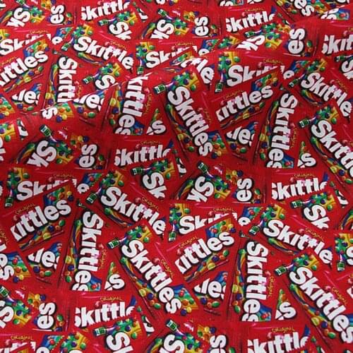 Cartoon Skittles Design 100% Cotton Fabric for Kids Clothes Home Textiles Cloth Slipcover Cushion Cover DIY Sewing Material