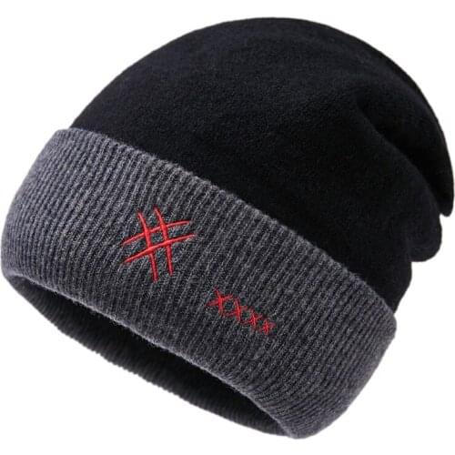 Men Hat Autumn Winter Beanie Pure Wool Knit Warm Casual Skiing Accessory For Teenagers