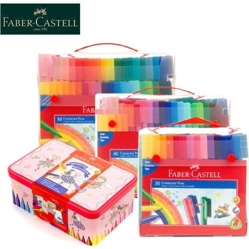 Faber Castell 1550 Watercolor Pen 30/60/80 Colors Set Professional Spliced Building Blocks Watercolor Pen Drawing Set