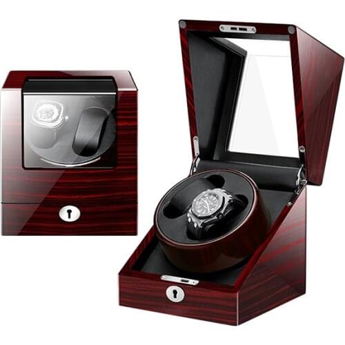 New 2+0 Automatic Watch Winder Display Mechanical Double Watches Box Jewelry Black Watchwinder Lock Case Holder