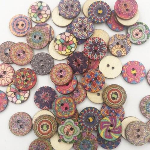New 50pcs European Style Round Wood Buttons 15mm/20mm/25mm Sewing Mix WB727