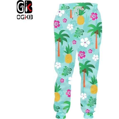OGKB Fashion Men/Women Haren Pants 3D Graphic Print Pineapple Flower Sweat Pants Full Length Trousers Funny Sweatpants Dropship