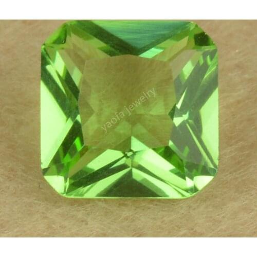 Sale 3x3~12x12mm Apple Green Color Loose Glass Stone Square Octangle Princess Shape Synthetic Gemstone Beads For Jewelry Making