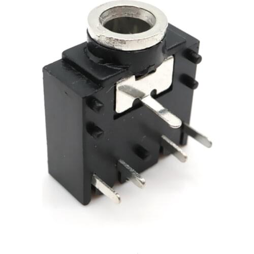 10PCS PJ 307 5Pin Headphone Socket 3.5MM Audio Female Socket Copper Head Straight Plug Dual Channel Socket