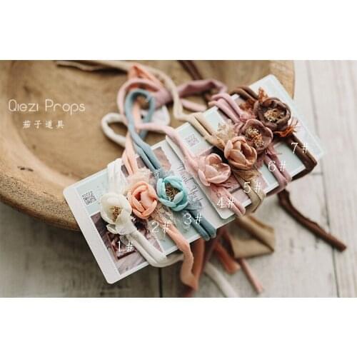 Newborn photography props Sweet three-dimensional flower + lace headdress baby photo headflower infant girl headband