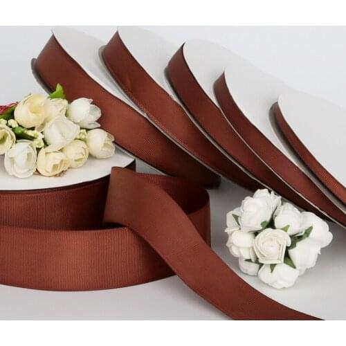 100 Yards 7-38mm Wide Coffee Color Stripe Satin Ribbon Brown Polyester Grosgrain Ribbon for DIY Crafts Clothing Sewing Materials