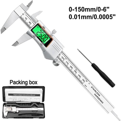 Stainless steel 0-150mm LCD Digital With backlight Electronic Vernier Caliper 6 inch Micrometer Ruler Calipers Measuring Tool