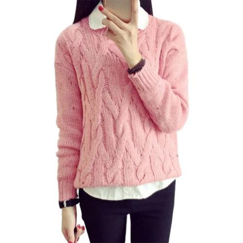 Sweaters Korean Dongdaemun Pink Twist Pull Femme Bottoming Sweater Women Hedging Jumper Plus Thick Pullover Vestidos LXJ128