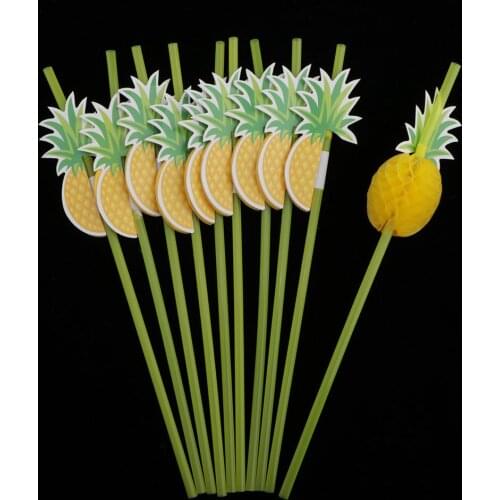 TROPICAL STRAWS-3D PINEAPPLE DRINKING STRAW- BBQ / Summer Party / Luau / Hawaiian