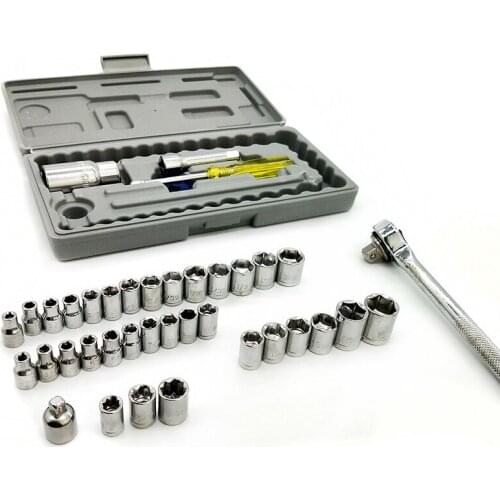 Universal 40pcs Car Repair Tool 1/4-Inch Socket Set Ratchet Torque Wrench Combo Tools Kit Auto Repairing Tool Set