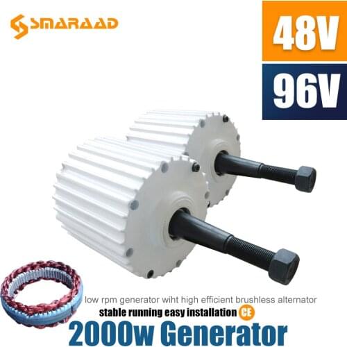 Wind Turbine 2kw Permanent Magnet Generator Power Windmill AC 96V Rare Earth Low Rpm High Efficient Brushless Alternat Diesel