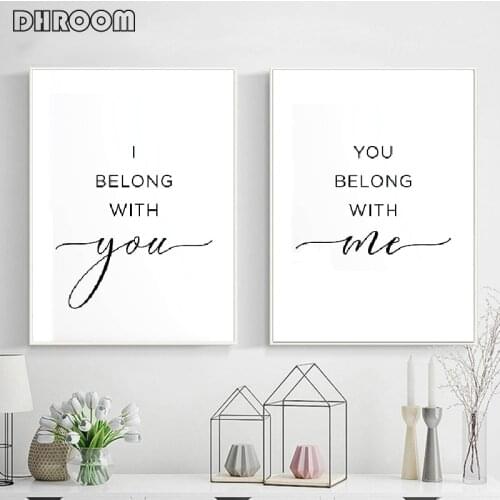 I Belong with You You Belong with Me Wall Art Wedding Gift Poster Couple Canvas Print Painting Nordic Minimalist Bedroom Decor