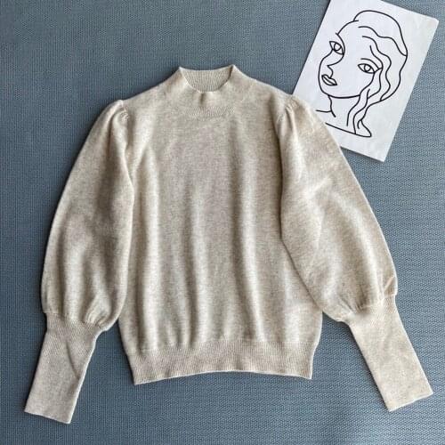 Ladies 2021 Fashion New Long Sexy Retro Palace Style Lamb Sleeve Sweater 1211