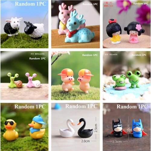 1Pc Miniature Fairy Garden Mini cute little yellow duck/sheep/pig/rabbit/cow Resin Crafts For Home garden plant Decoration