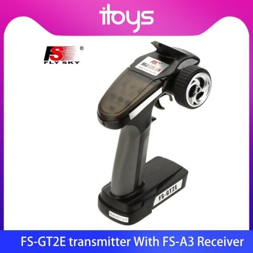 1pcs New Original Flysky FS-GT2E AFHDS 2A 2.4g 2CH Radio System Transmitter for RC Car Boat with FS-A3 Receiver (With Gift box)