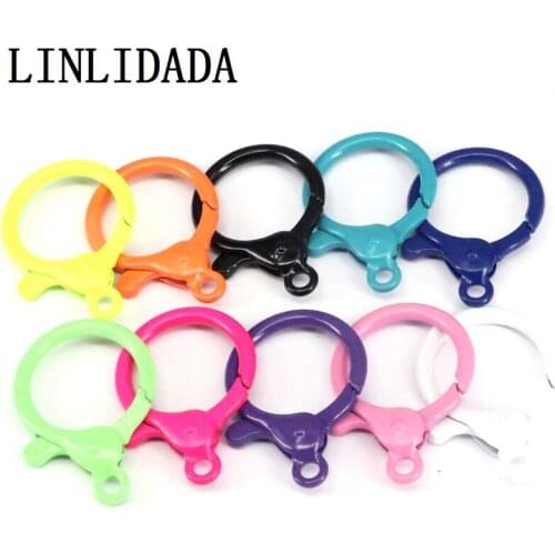 10Pcs Colorful Enamel Round Lobster Claw Spring Clasp, Easy open Spring Gate, Enamel Clasp, Large Enamel Lobster Claw, 28x40mm