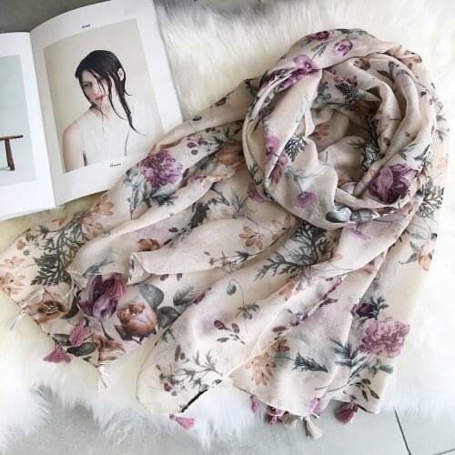 2018 Newest Women Floral Printed Cotton Tassel Scarf 10PCS/LOT