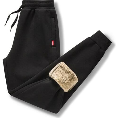2020 Thick Fleece Jogger Mens Pants Cotton Trousers Male Winter Warm Velvet Sweatpants Tracksuit Joggers Autumn Winter M-4XL