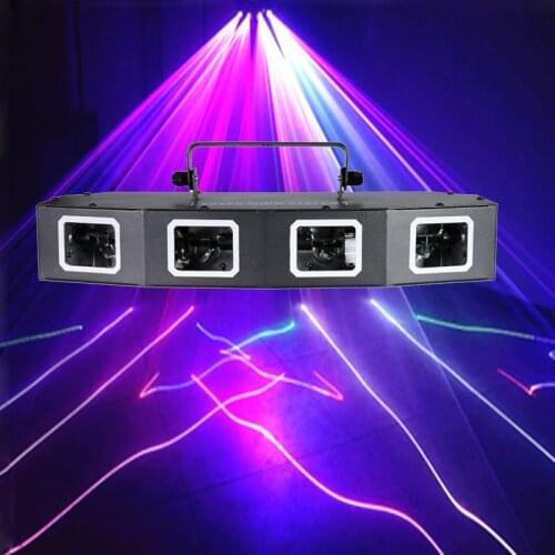 Four Lens RGB 3in1 LED laser light DMX512 scanning line effects Stage lighting laser projector Dj disco Cliub Dance party lights