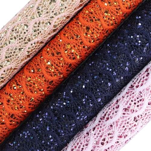 4pcs 21x30cm A4 size chunky lace glitter leather fabric CN005