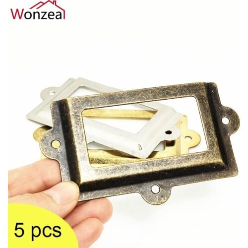 5Pcs 107*60mm Metal Label Pull Frame Handle File Name Card Holder Furniture Hardware Accessories Cabinet Drawer Box