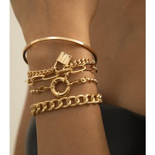 5 PCS Open Bracelet Set On Hand Vintage Punk Charms For Bracelet Friendship Bracelets Personality Jewelry For Women Accessories