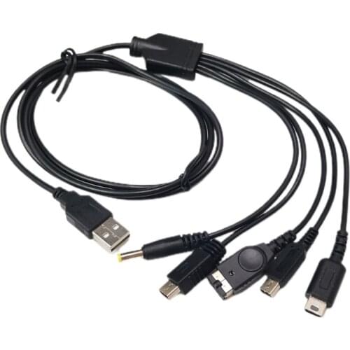 1.2m/4ft 5 in 1 USB Charger Cable Multi Charging Cord Fast Charge Connection Wire Compatible with GBA SP/3DS/NDSL/WiiU/PSP