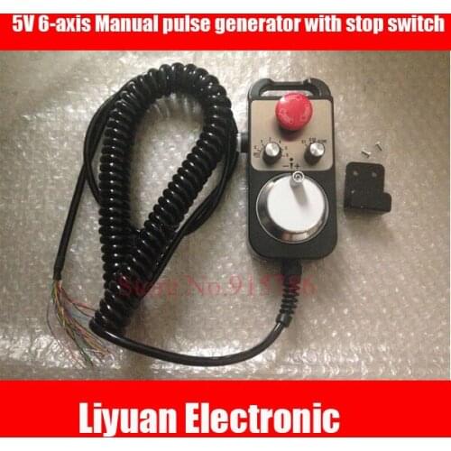 5V 6-axis Manual pulse generator Sensor with stop switch / 100 pulse CNC machine engraving pulse generator / electronic hand
