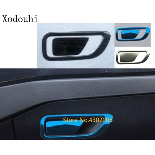 Car Stainless steel co-pilot Glove box dashboard front trim lamp panel frame hood 2pcs For Ford Focus 2018 2019 2020