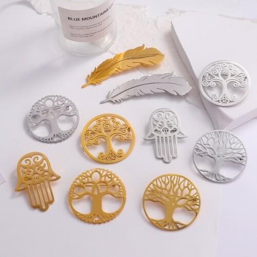 Flashbuy New Unique Gold Color Tree of life Feathers Brooch Women Fashion Suit Sweater Coat Pins Stainless Steel Accessories