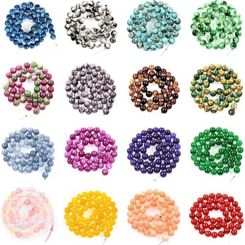 Natural Stone Beads Alabaster Charm Loose Beads For Jewelry Making Needlework DIY Bracelets Earrings Accessories 6mm 8mm 10mm