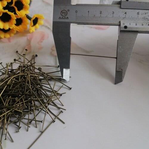 Camal 200pcs 38mm 1.49inch Antique Bronze Flat Head Straight Pins Connector For Crystal Prism Lamp Chandelier Pendant Hanging