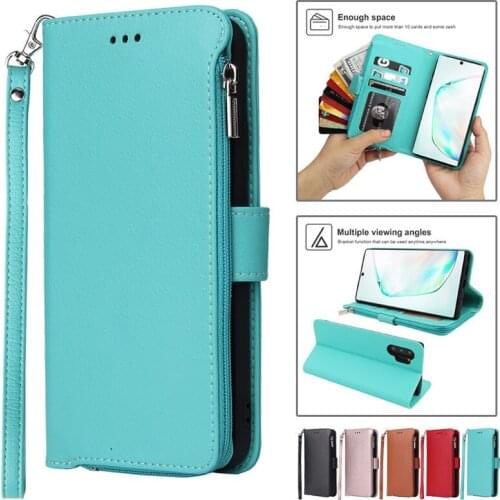 Flip Leather Case For Samsung Galaxy Note 20 Ultra 10 Plus 9 8 Zipper Wallet Card Cover for Samsung S20 FE S10 S9 S8 Plus Coque