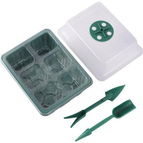 6 Cells Hole Nursery Pots with Gardening shovel Planting Seed Box Seeding Case Plants Growing Box Base Garden Grow Container
